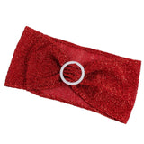 5 Pack Red Shimmer Tinsel Spandex Stretch Chair Sashes With Round Silver Rhinestone Chair Buckles