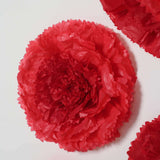 6 Multi Size Pack | Carnation Red Dual Tone 3D Wall Flowers Giant Tissue Paper Flowers - 12",16",20"#whtbkgd