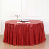 132inch Red Premium Sequin Round Tablecloth, Sparkly Tablecloth