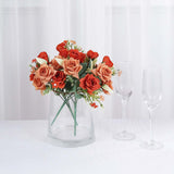 4 Bushes 12inch Terracotta (Rust) Real Touch Artificial Silk Rose Flower Bouquet