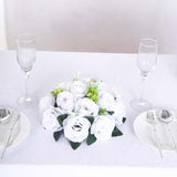 2 Pack White Silk Rose Flower Balls For Centerpieces, Artificial Kissing Balls