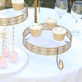 15inch Tall Gold Metal Rotating Cake Stand with Clear Acrylic Round Plates, Hollow Lace Design 3