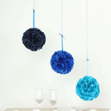 2 Pack | 7inch Royal Blue Artificial Silk Rose Flower Ball, Silk Kissing Ball