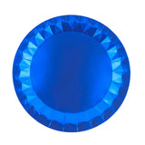 Round Royal Blue Geometric Foil Paper Charger Plates, Disposable Serving Trays - 400 GSM#whtbkgd