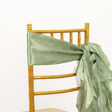 5 Pack Sage Green Curly Willow Chiffon Satin Chair Sashes