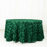 120inch Hunter Emerald Green Grandiose 3D Rosette Satin Round Tablecloth