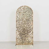 5ft Sparkly Champagne Big Payette Sequin Fitted Wedding Arch Cover for Round Top Chiara Backdrop