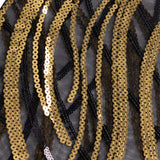 5 Pack Black Gold Wave Chair Sash Bands With Embroidered Sequins#whtbkgd