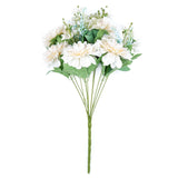 2 Bushes | Ivory / Blue Artificial Silk Dahlia Flower Bouquet Spray