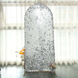 6ft Sparkly Silver Double Sided Big Payette Sequin Chiara Backdrop Stand Cover For Fitted Round Top 