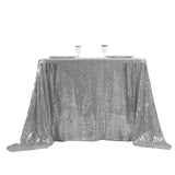 90" x 90" Silver Premium Sequin Square Overlay