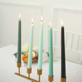 12 Pack | 10inch Mixed Green Premium Wax Taper Candles, Unscented Candles