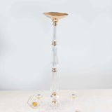 32inch Gold / Clear Acrylic Crystal Flower Bowl Pedestal Stand