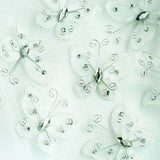 12 Pack | 2inch White Diamond Studded Wired Organza Butterflies