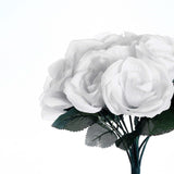 12inches White Artificial Velvet-Like Fabric Rose Flower Bouquet Bush