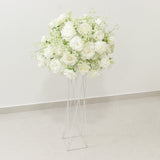 22-Inch White Silk Rose Grand Centerpiece – Pre-Made Artificial Flower Ball for Wedding