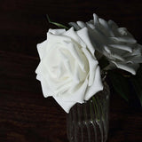 24 Roses | 5inch White Artificial Foam Flowers With Stem Wire and Leaves