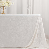 90"x156" White Seamless Premium Crushed Velvet Rectangular Tablecloth for 8 Foot Table