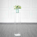 40inch Clear Acrylic Floor Vase Flower Stand With Mirror Base, Wedding Column