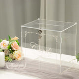 Clear Acrylic Wedding Card Box With Lock, Key & Thank You Sign Stand