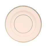 25-Pack Paper 8inch Round Dessert Plates in Blush Sunray Design with Gold Rim - Disposable#whtbkgd