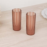 6 Pack 14oz Dusty Rose Crystal Cut Reusable Plastic Cocktail Tumbler Cups