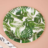 25 Pack | Tropical Palm Leaf Mix 7inch Dessert Disposable Paper Plates, Appetizer Salad Plates