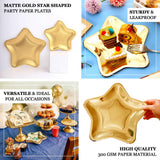 25 Pack Matte Gold Star Shaped Eco Friendly Party Plates, 9inch Paper Dinner Plates - 300GSM