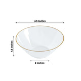 24 Pack Clear Premium Plastic Ice Cream Bowls with Gold Rim, 7oz Heavy Duty Disposable