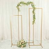 Set of 4 | Gold Metal Frame Wedding Arch, Rectangular Backdrop Stand, Floral Display Frame