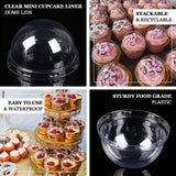 50 Pack Clear Disposable Dome Lids For Baking Cake Cups, 3inch Plastic Cupcake Liner Lids