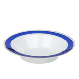 10 Pack | White Round 12oz Disposable Plastic Soup Bowl With Royal Blue and Silver Rim#whtbkgd