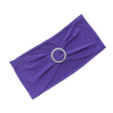 5 pack | 5"x14" Purple Spandex Stretch Chair Sash with Silver Diamond Ring Slide Buckle