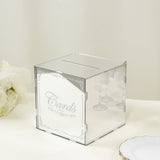 10inch Silver Mirror Acrylic Wedding Card Box with Slot - Wishing Well Money Box for Reception