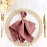 5 Pack | Cinnamon Rose Seamless Cloth Dinner Napkins, Wrinkle Resistant Linen