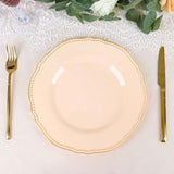 10 Pack | 10inch Nude / Gold Scalloped Rim Disposable Dinner Plates