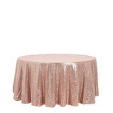 120 inches Rose Gold|Blush Premium Sequin Round Tablecloth