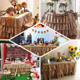 17ft Natural 3 Tier Rustic Ruffled Burlap Table Skirt