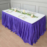 21ft Purple Pleated Polyester Table Skirt, Banquet Folding Table Skirt