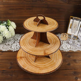 14inch 3-Tier Natural Wood Plank Print Cardboard Cupcake Dessert Stand. Disposable Treat Tower