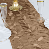 12x108inch Taupe 3D Leaf Petal Taffeta Fabric Table Runner