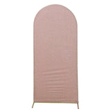 6ft Blush Rose Gold Shimmer Spandex Chiara Backdrop Stand Cover For Fitted Round Top Wedding Arch