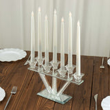 12inch Crystal Glass Candelabra With Crystal Filler 7-Branch Taper Candle Stick Holder Stand