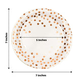 25 Pack | 7inch White Rose Gold Polka Dot Dessert Appetizer Paper Plates