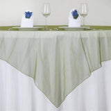 72" x 72" Olive Green Square Organza Overlay#whtbkgd