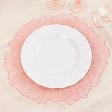 6 Pack 13inch Transparent Blush Round Reef Acrylic Plastic Charger Plates, Dinner Charger Plates