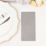 20 Pack | Silver Soft Linen-Feel Airlaid Paper Dinner Napkins