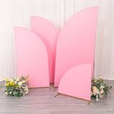 Set of 4 | Matte Pink Spandex Half Moon Chiara Backdrop Stand Covers