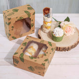 12 Pack | 6inch x 6inch x 3inch Tropical Leaf Cardboard Bakery Cake Pie Cupcake Box