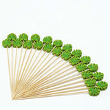 100 Pack | 5inch Tropical Leaf Party Picks, Bamboo Skewers, Decorative Top Cocktail Sticks